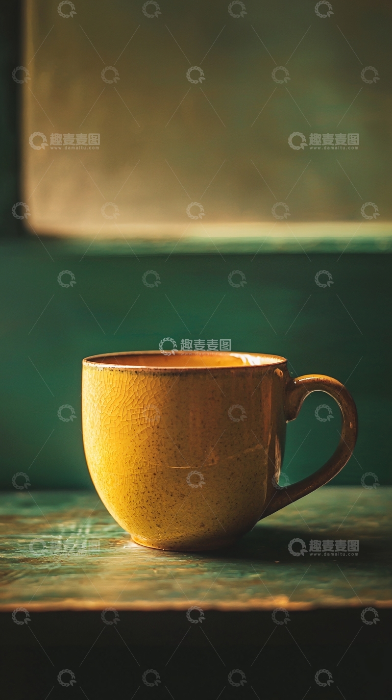 高清大图下载【趣麦麦图】黄褐色陶瓷杯子