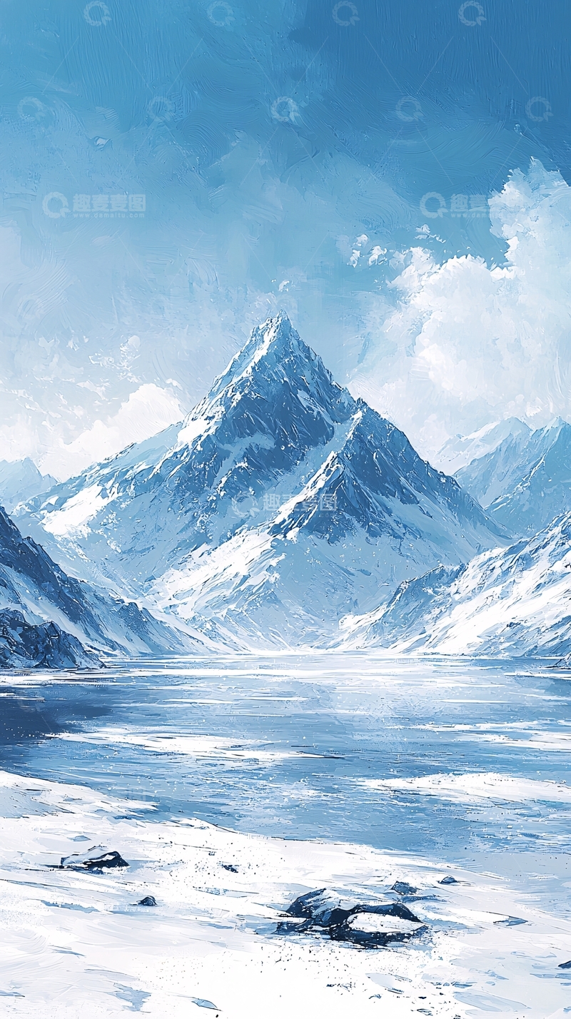 高清大图下载【趣麦麦图】雪山湖泊25