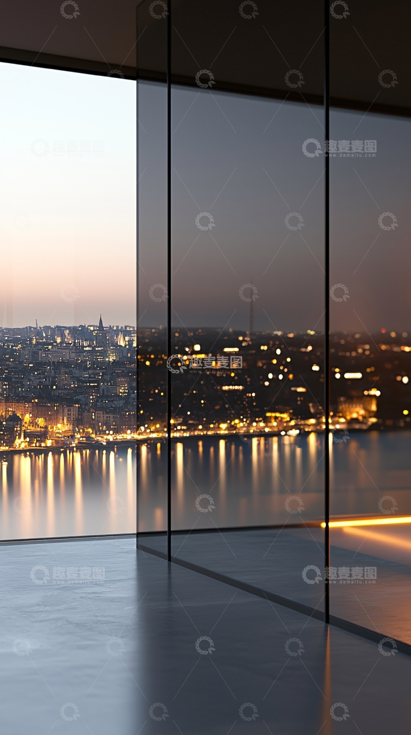 高清大图下载【趣麦麦图】玻璃窗外的夜景