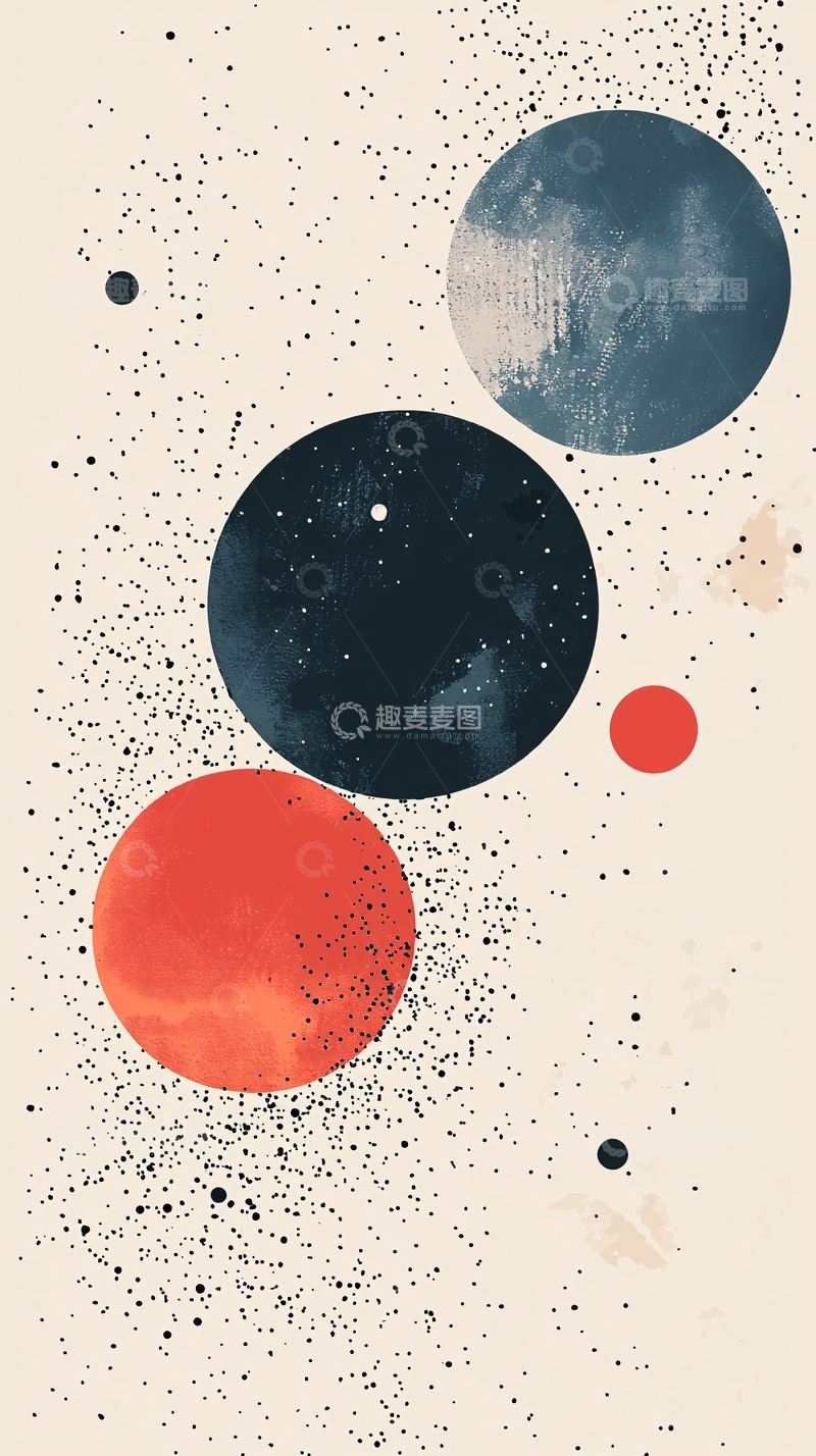高清大图下载【趣麦麦图】简约圆形星空宇宙插画