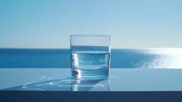 清澈水杯海景背景