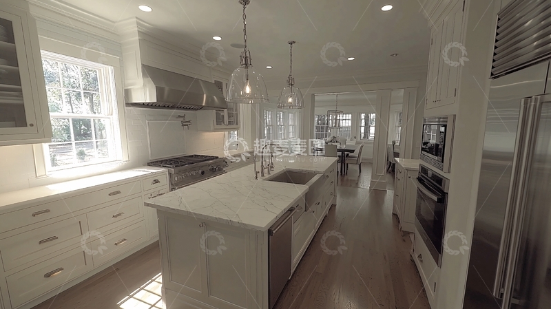 高清大图下载【趣麦麦图】明亮现代化开放式厨房