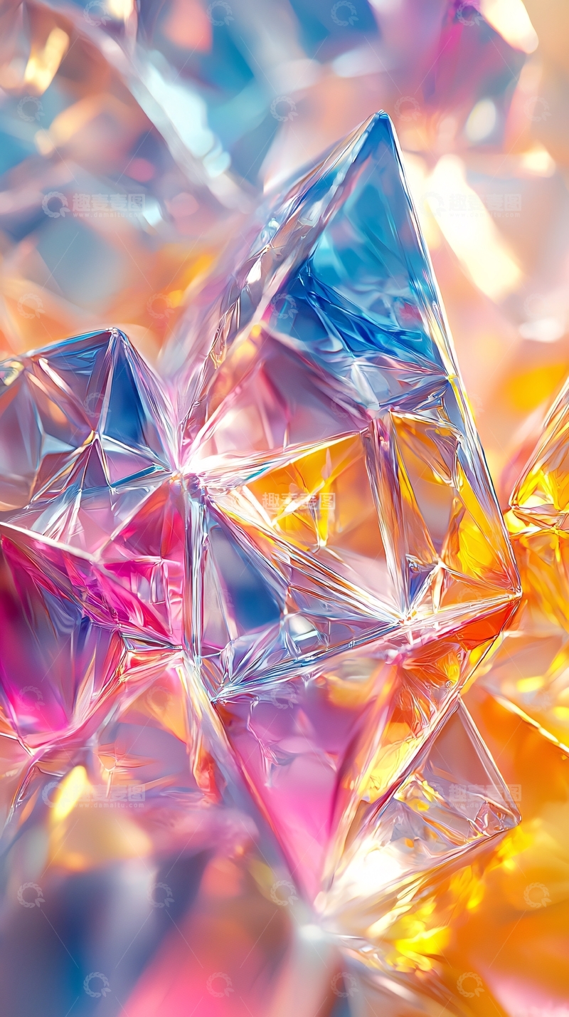 高清大图下载【趣麦麦图】彩色透明几何晶体