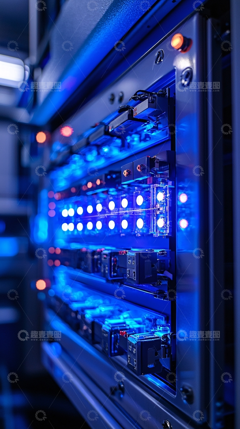 高清大图下载【趣麦麦图】蓝色光照亮的电子设备