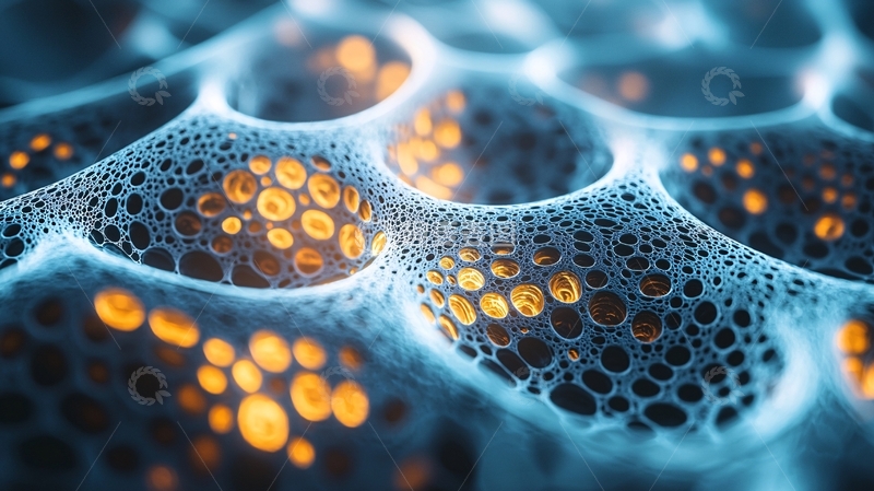 高清大图下载【趣麦麦图】蓝色气泡中金色球体