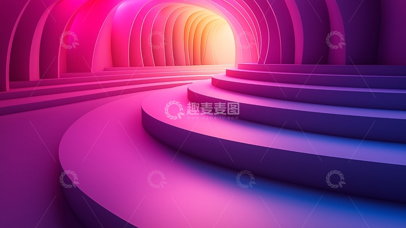 高清大图下载【趣麦麦图】粉紫色渐变隧道