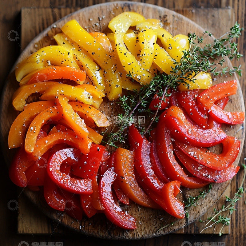 高清大图下载【趣麦麦图】彩色甜椒片摆盘