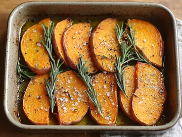 烤红薯切片佐以迷迭香