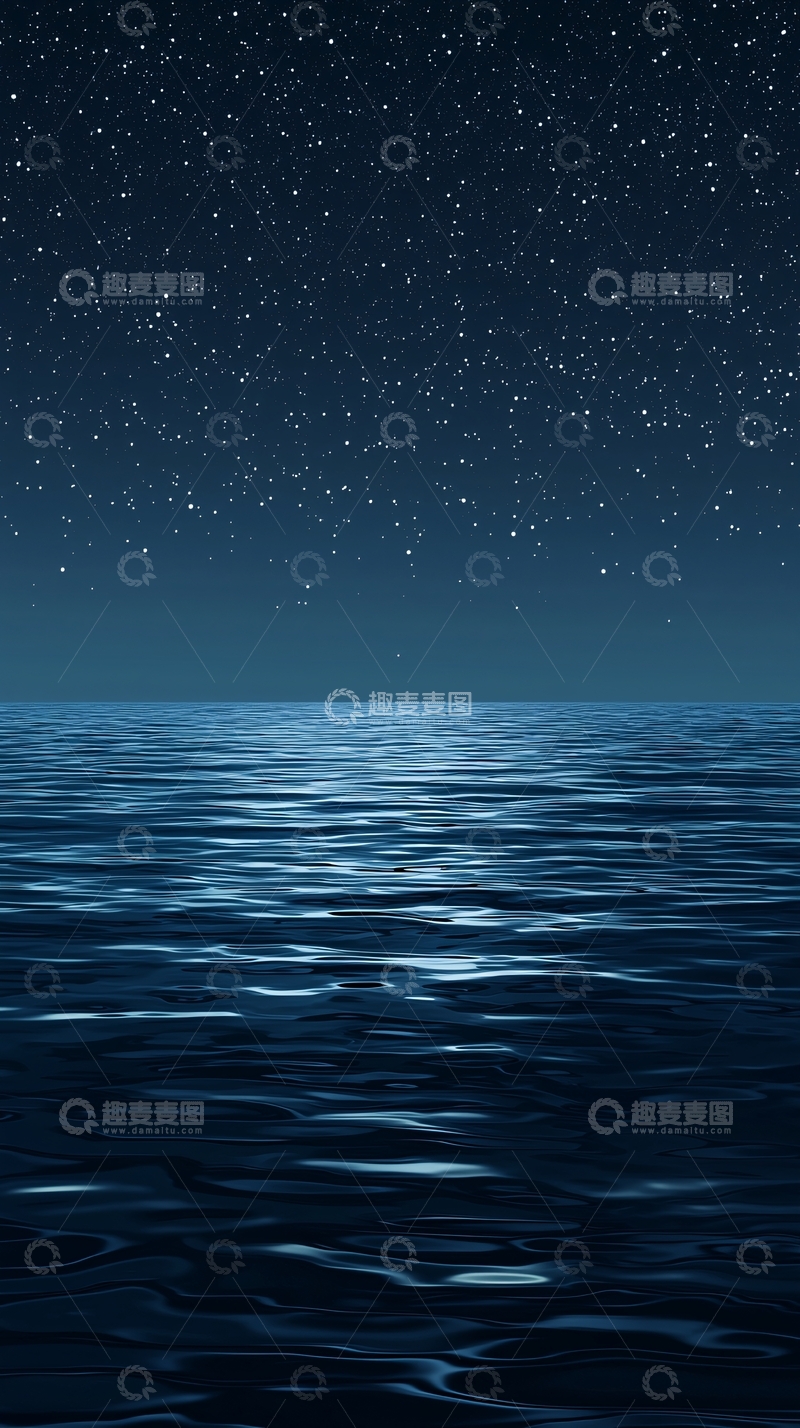 高清大图下载【趣麦麦图】星空下的平静大海