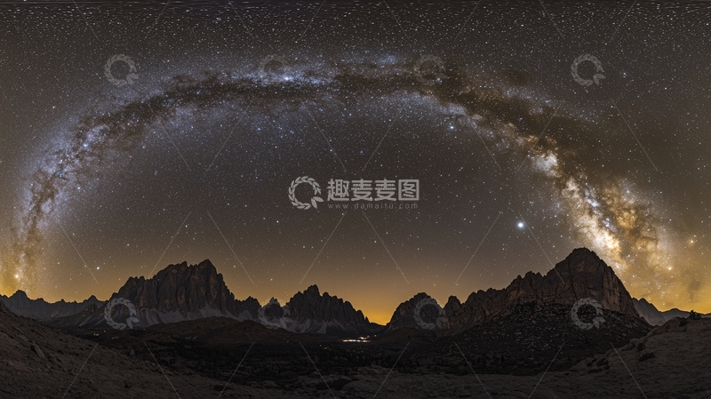高清大图下载【趣麦麦图】银河拱桥下的山脉