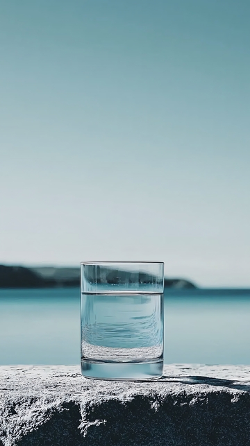 清澈水杯户外景色