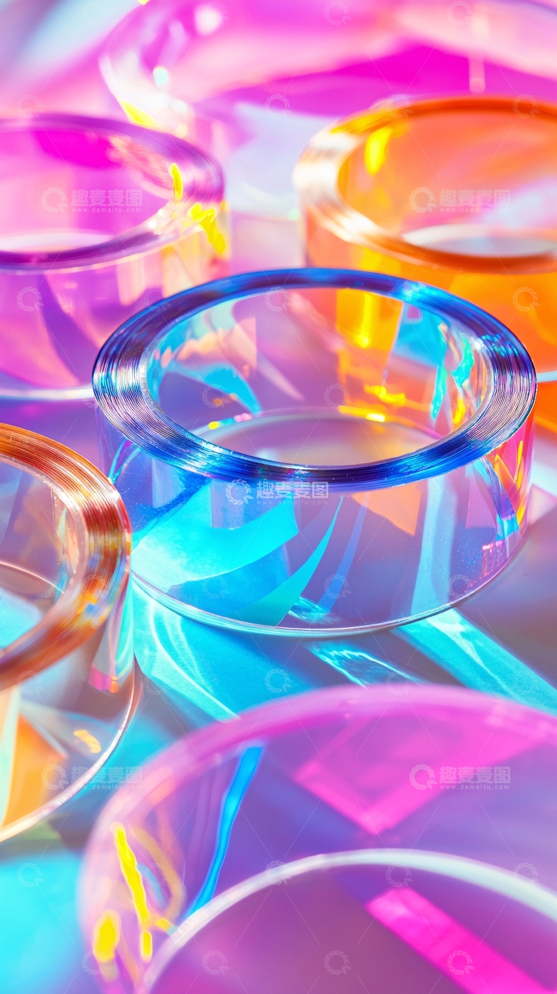 高清大图下载【趣麦麦图】彩色透明亚克力圆环