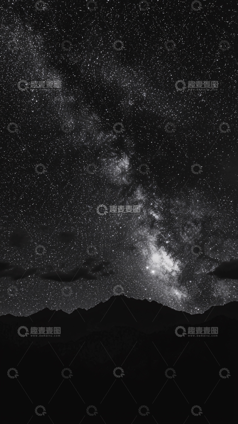 高清大图下载【趣麦麦图】星空下的山脉