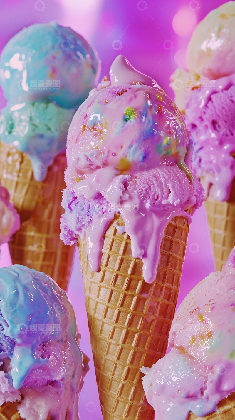 高清大图下载【趣麦麦图】彩色冰淇淋圣代