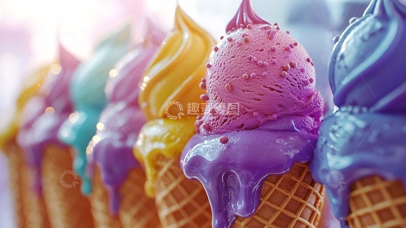 高清大图下载【趣麦麦图】彩色冰淇淋甜筒