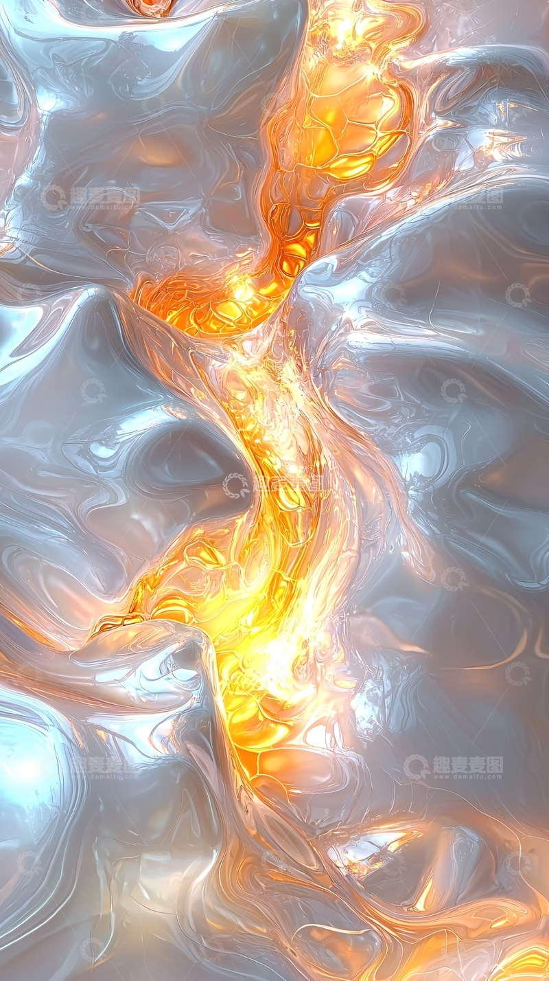 高清大图下载【趣麦麦图】银色火焰液体交织