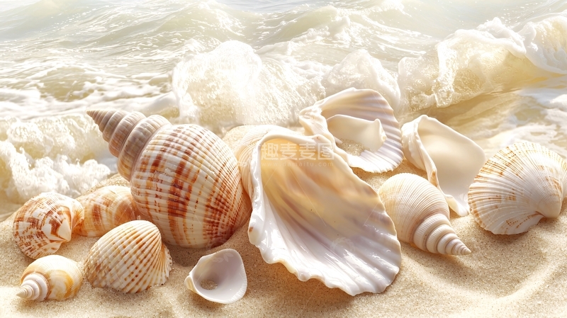 高清大图下载【趣麦麦图】海滩上的贝壳