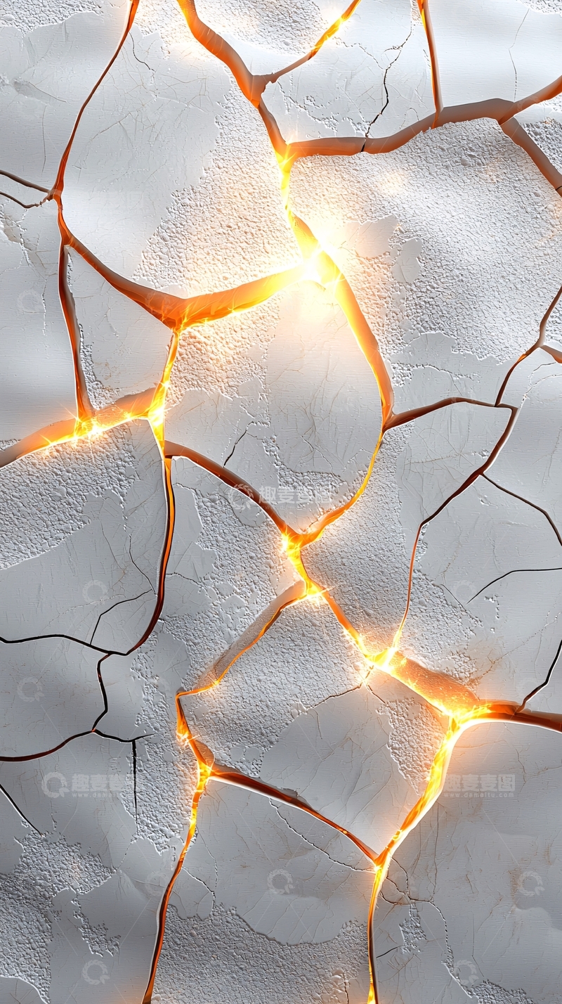 高清大图下载【趣麦麦图】白色龟裂地面发光效果