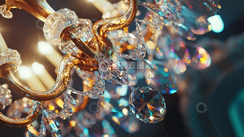 高清大图下载【趣麦麦图】奢华水晶吊灯特写