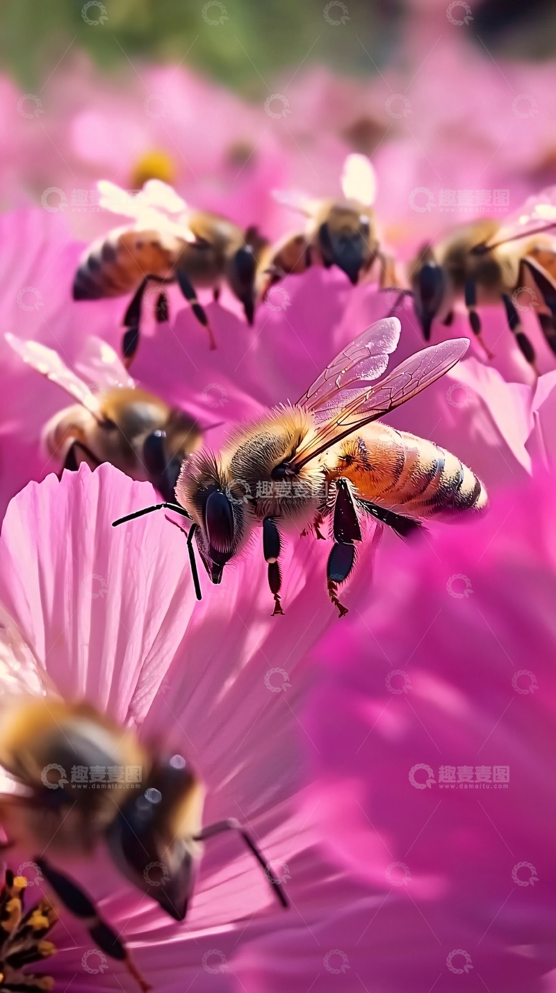 高清大图下载【趣麦麦图】蜜蜂采花粉
