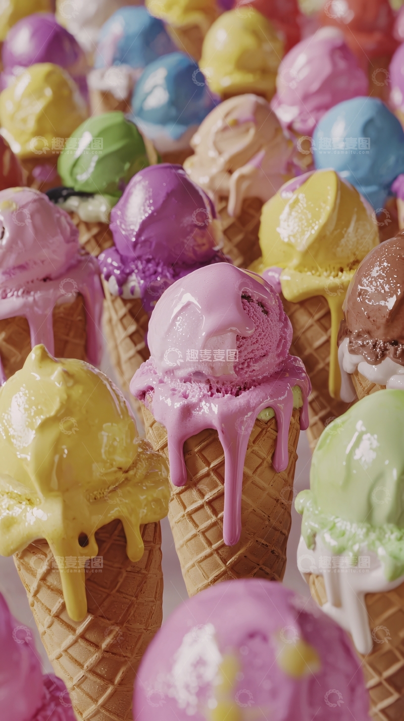 高清大图下载【趣麦麦图】彩色冰淇淋圣代