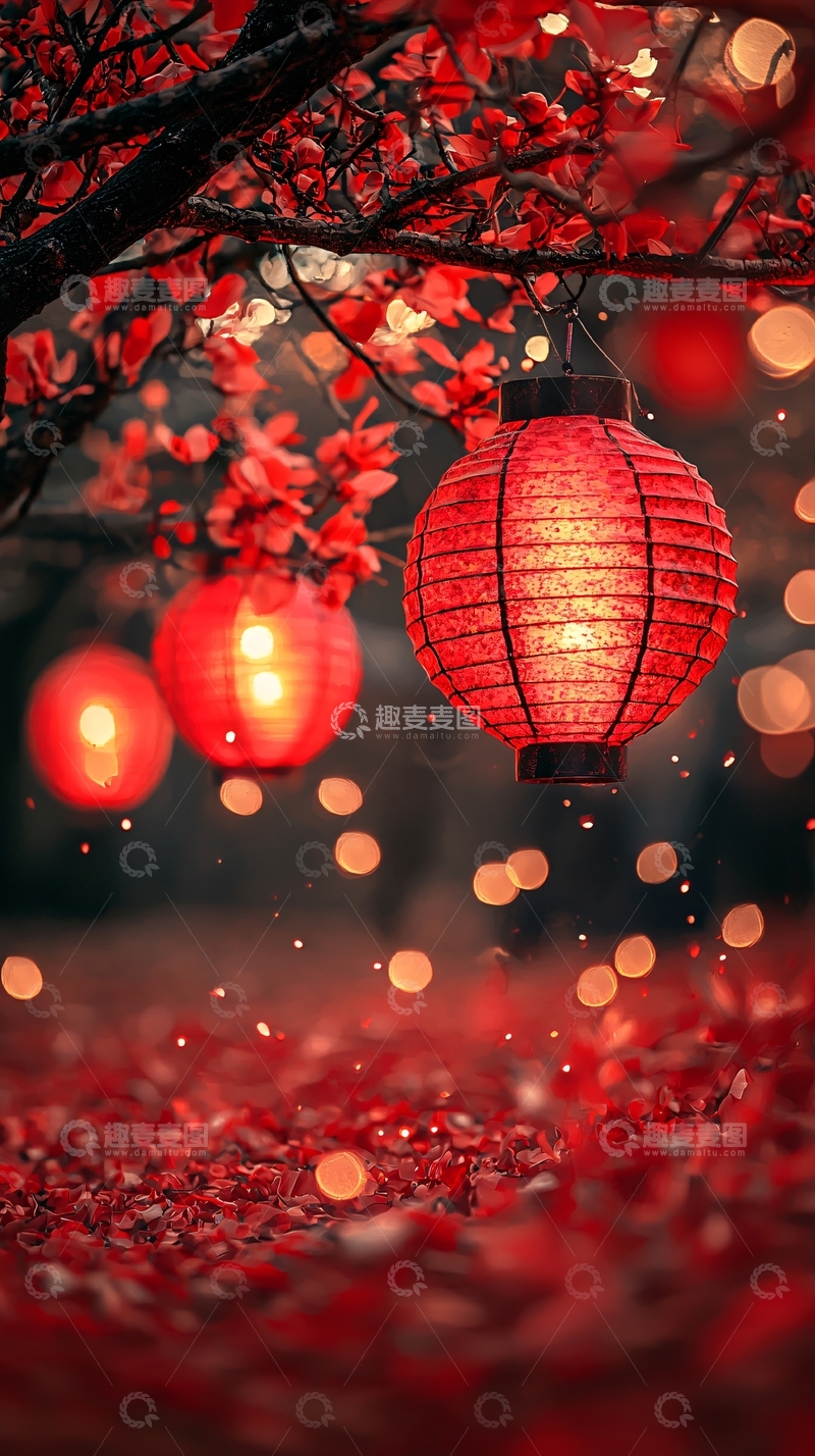 高清大图下载【趣麦麦图】红灯笼点亮节日氛围