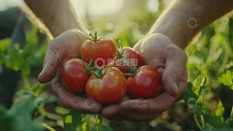 高清大图下载【趣麦麦图】双手捧着新鲜采摘的西红柿