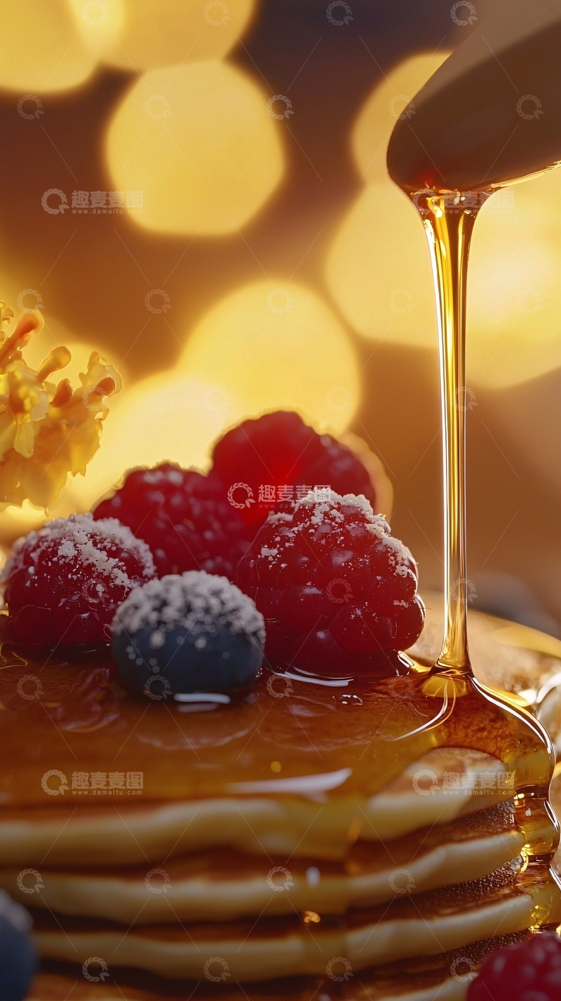 高清大图下载【趣麦麦图】枫糖浆淋在松饼上