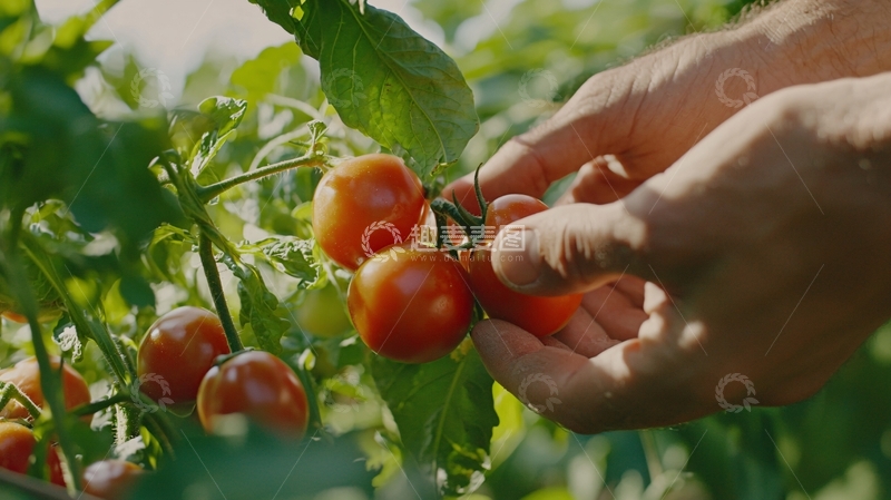 高清大图下载【趣麦麦图】采摘成熟红番茄