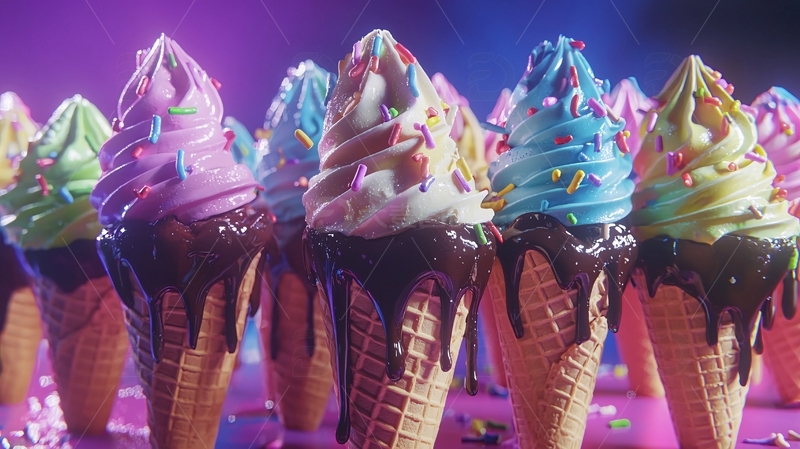高清大图下载【趣麦麦图】彩色冰淇淋甜筒