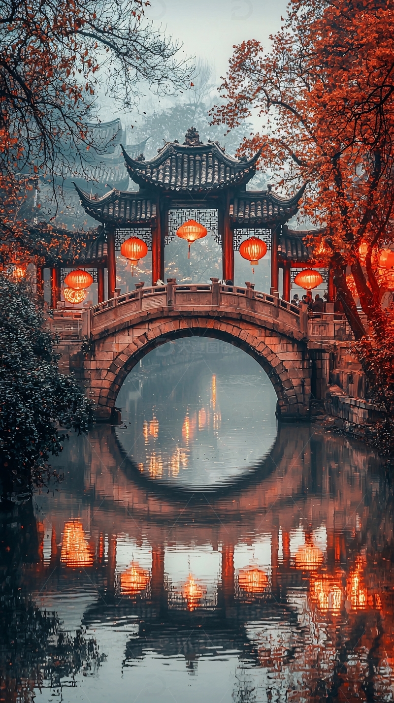 高清大图下载【趣麦麦图】古色古香的中国园林桥梁