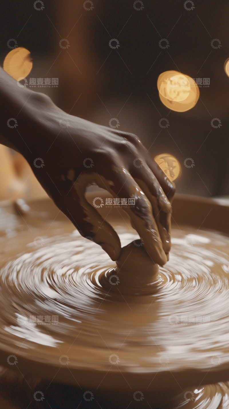 高清大图下载【趣麦麦图】双手拉坯陶土