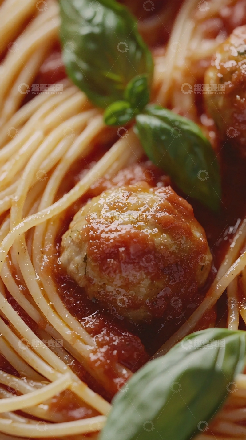 高清大图下载【趣麦麦图】意面肉丸番茄酱