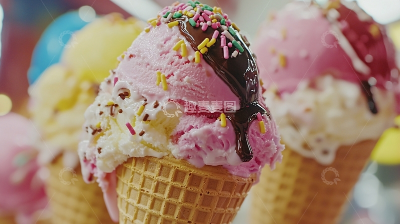 高清大图下载【趣麦麦图】彩色冰淇淋蛋筒