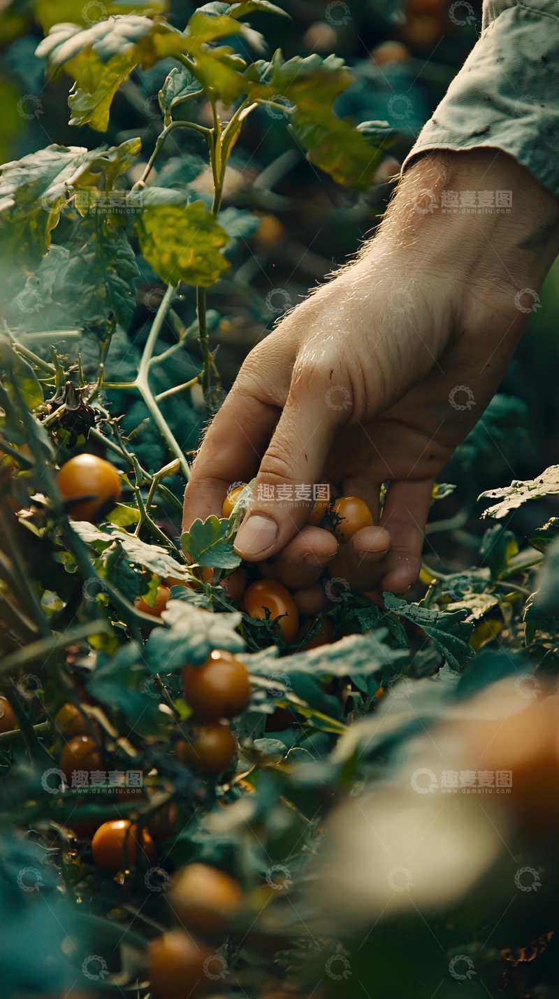 高清大图下载【趣麦麦图】采摘黄番茄