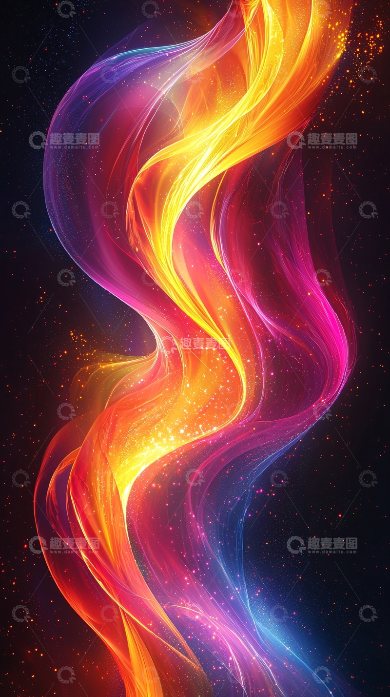 高清大图下载【趣麦麦图】绚丽多彩的火焰流光