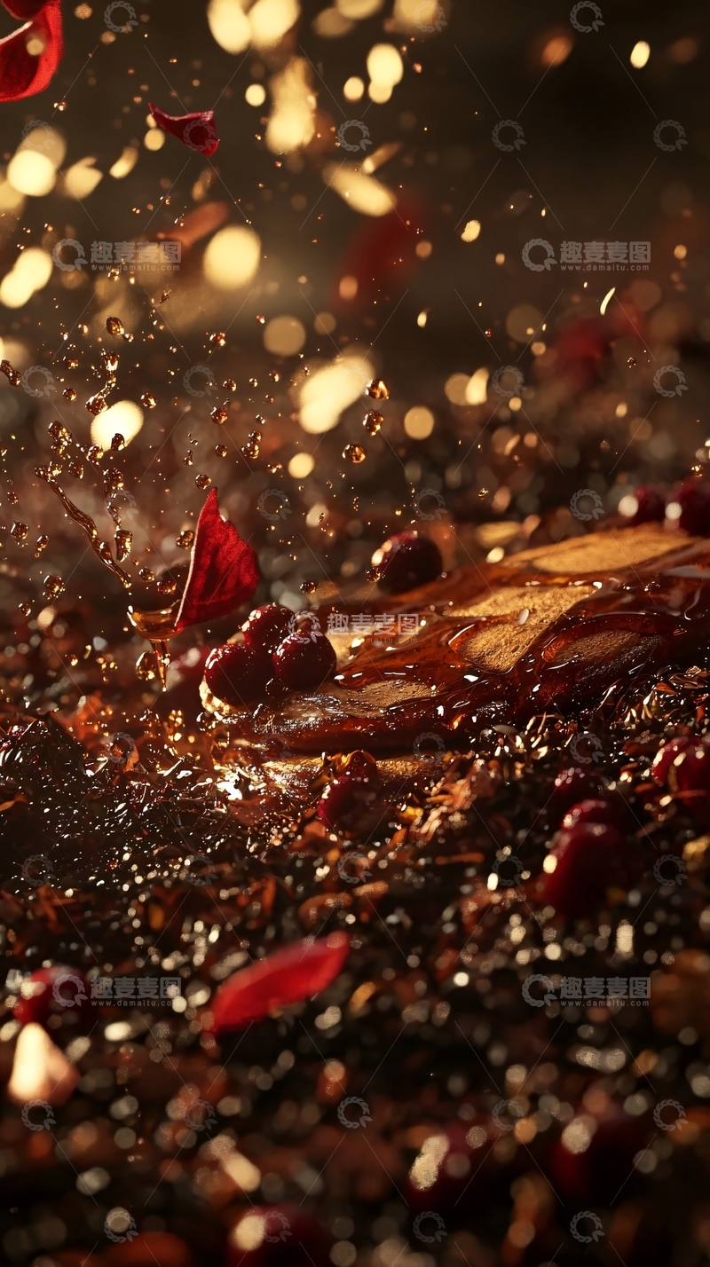 高清大图下载【趣麦麦图】飞溅的液体和玫瑰花瓣