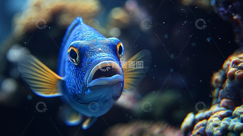 高清大图下载【趣麦麦图】蓝色鱼类特写