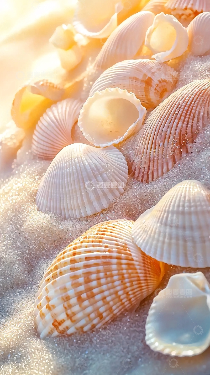 高清大图下载【趣麦麦图】沙滩上美丽的贝壳