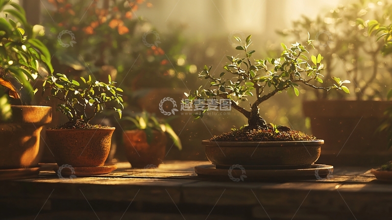 高清大图下载【趣麦麦图】阳光下盆栽植物