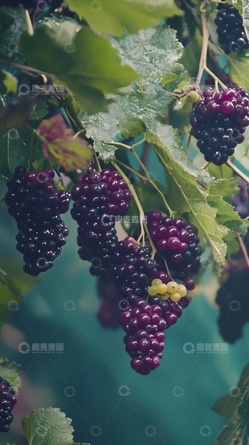 高清大图下载【趣麦麦图】黑莓果实枝叶特写