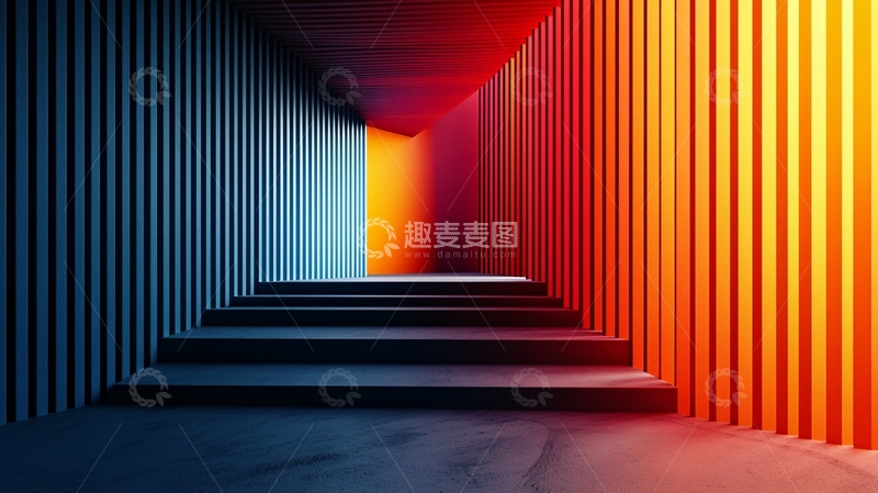 高清大图下载【趣麦麦图】彩色通道楼梯