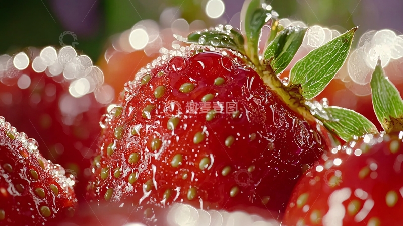 高清大图下载【趣麦麦图】新鲜多汁的草莓特写