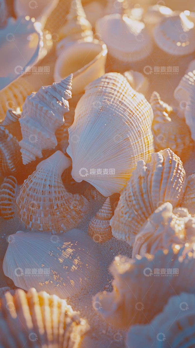 高清大图下载【趣麦麦图】阳光下的贝壳堆