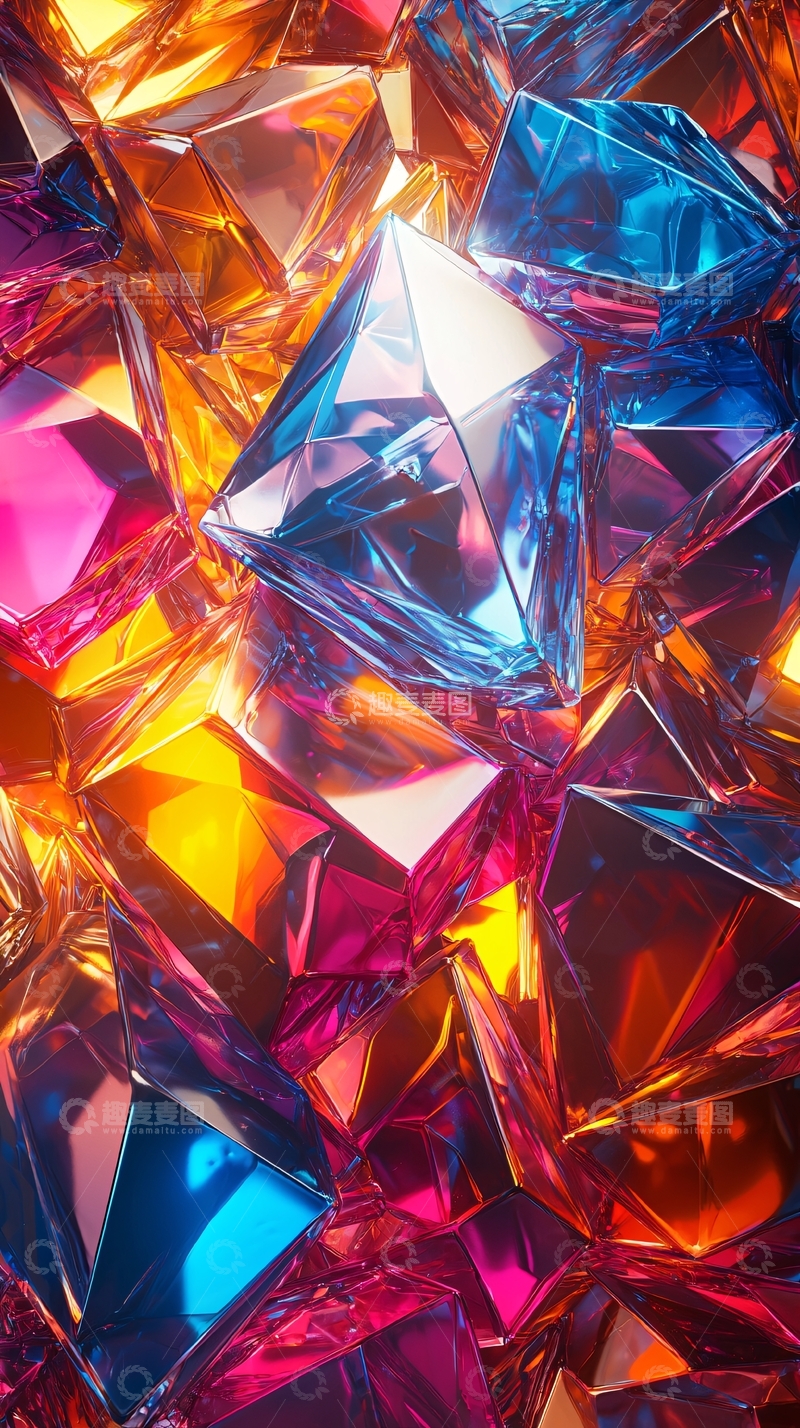 高清大图下载【趣麦麦图】彩色宝石堆叠特写