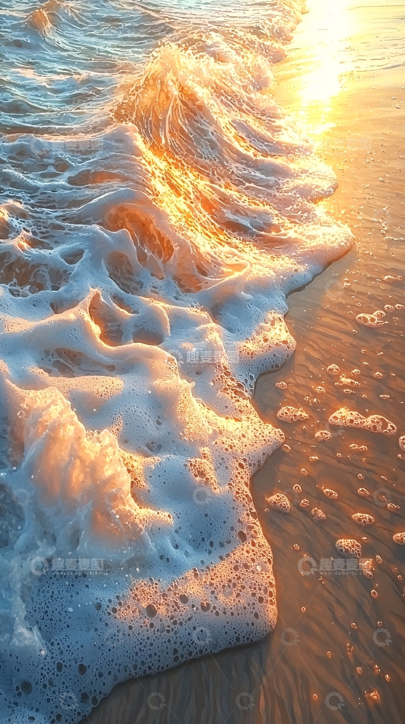高清大图下载【趣麦麦图】阳光洒在海浪上