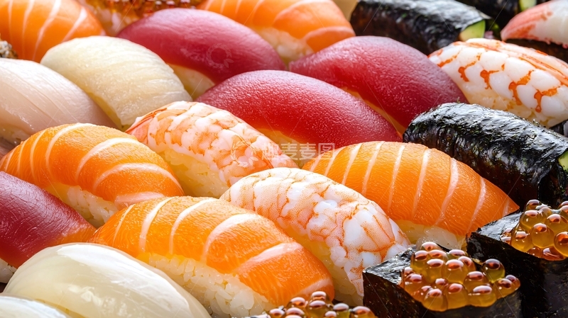 高清大图下载【趣麦麦图】色泽鲜艳的寿司拼盘