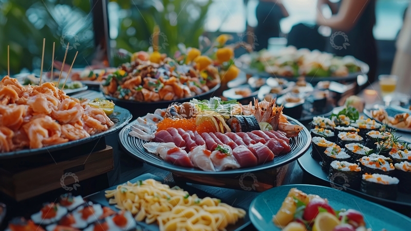 高清大图下载【趣麦麦图】琳琅满目的日式料理自助餐