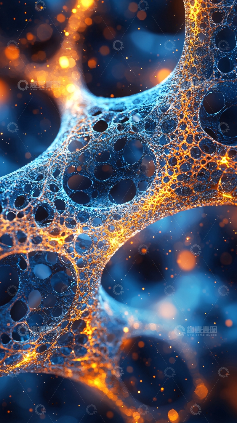 高清大图下载【趣麦麦图】蓝色橙色能量网络