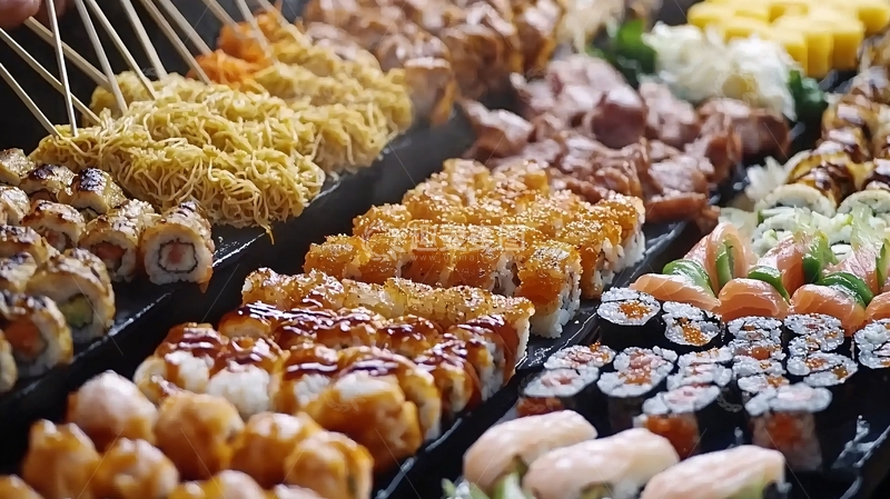 高清大图下载【趣麦麦图】琳琅满目的日式料理自助餐